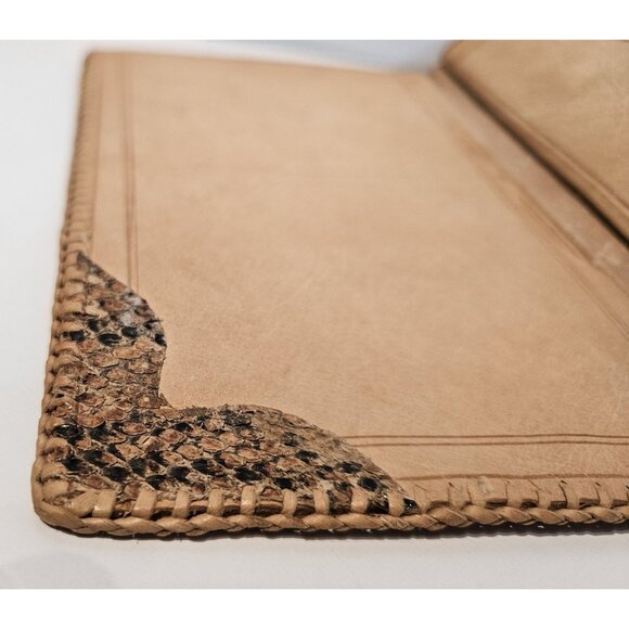 Old Vintage Hand Made Snakeskin & Leather Large Wallet Bi-Fold Good Shape - Picture 7 of 14